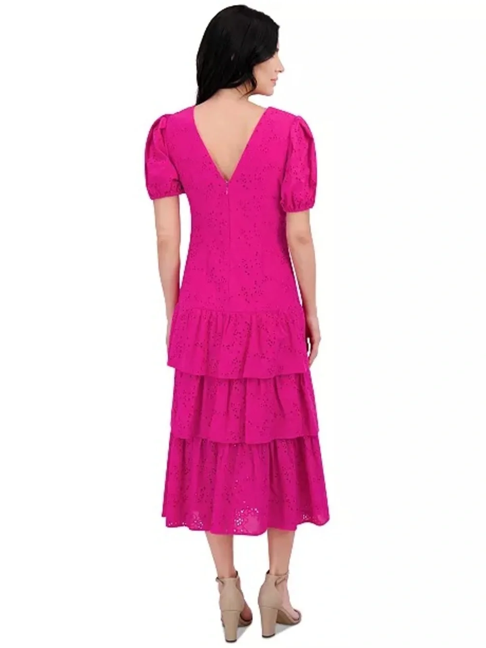 Kensie Emboridered layered Puff Sleeve Dress